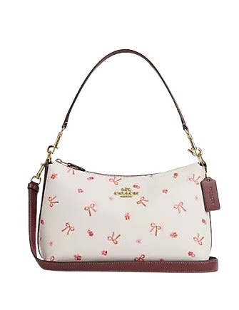 coach clara shoulder bag with bow print|coach pink bow purse.